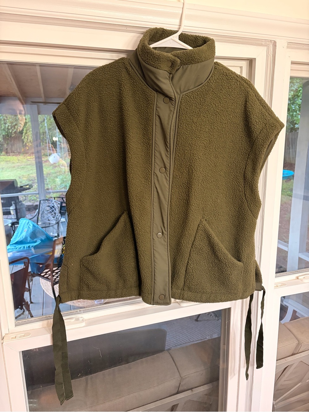 Olive Green Sherpa Vest Jacket